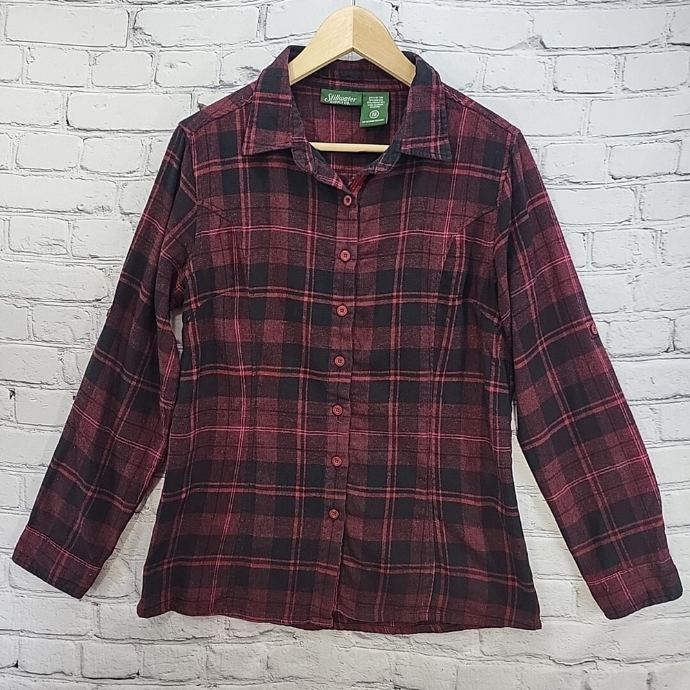 Stillwater Supply Womens‎ Top Red Plaid Sz M Button Up